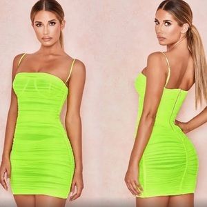 House of CB Ella dress in neon green